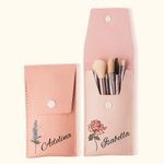 Gepersonaliseerde Waterverf Geboortebloem Make-up kwastentasje met 8 stuks make-up kwasten Verjaardag Bruiloft Kerstcadeau voor haar