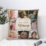 Personalized Multicolour 8 Kid Photos Collage Throw Pillow Cover with Text Home Decor Housewarming Birthday Gift for Family