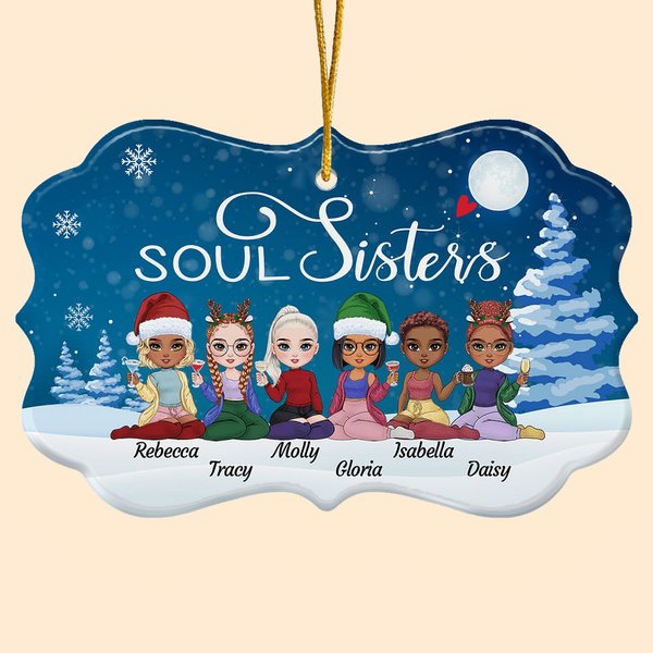 Gepersonaliseerde Soul Sisters Onregelmatige Vorm Keramisch Ornament Kerst Verjaardag Gifts voor Vrienden