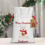 Personalisierte Weihnachten Drawstring Geschenk Tasche Doppelseitige Cartoon Santa Sack mit Etikett Party Gunst Urlaub wickeln Weihnachtsgeschenk für 