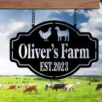 Personalised Chicken and Goat Farm Metal Sign with Name Wall Art Decor Christmas Birthday Housewarming Gift for Family Farm Owner