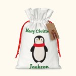 Personalisierte Weihnachten Drawstring Geschenk Tasche Doppelseitige Cartoon Santa Sack mit Etikett Party Gunst Urlaub wickeln Weihnachtsgeschenk für 