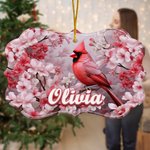 Personifierad 3D-utskriftseffekt Kardinalmönster Keramisk prydnad med namn Minnesgåva Julklapp för fågelälskare Familj