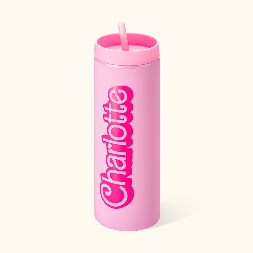 Gobelet Coloré Personnalisé avec Nom en Style Fille de Rose 450ml avec Paille Cadeau de Mariage pour Amie