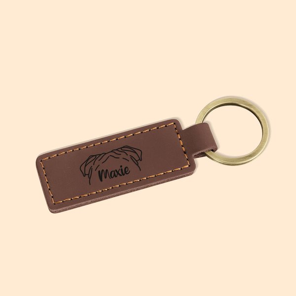 Porte-clés en Cuir PU Personnalisé avec Nom et Oreilles de Chien ou Chat Gravés Cadeau d'Anniversaire Noël pour Amoureux des Animaux de Compagnie