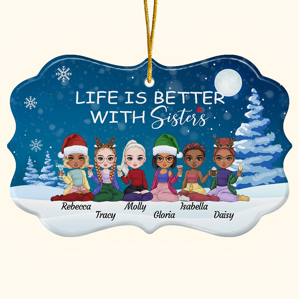 Personalized Life Is Better With Sisters Irregular Shape Ceramic Ornament Besties Birthday Home Decoration 5172