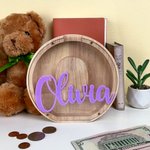 Gepersonaliseerde Houten Brief Spaarvarken Grote Geld Spaarvarken met Transparant Venster en Naam Kamer Decoratie Kerst Verjaardag Educatief Cadeau voor Kind