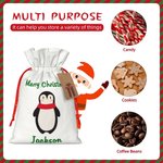Personalisierte Weihnachten Drawstring Geschenk Tasche Doppelseitige Cartoon Santa Sack mit Etikett Party Gunst Urlaub wickeln Weihnachtsgeschenk für 