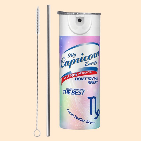 Personalisierte Big Zodiac Energie Horoskop 20oz Skinny Becher mit Deckel und Strohhalm Reinigungsbürste Geburtstag Weihnachten Geschenk für Sternzeic