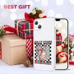 Gepersonaliseerde Retro Jolly Vibes Kerstman telefoon geval voor iPhone met naam Kerst verjaardagscadeau voor familie vriend