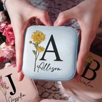 Personalized Birth Flower Jewellery Travel Case with Initial Name Christmas Wedding Gift for Bridesmaid Women