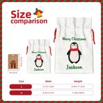 Personalisierte Weihnachten Drawstring Geschenk Tasche Doppelseitige Cartoon Santa Sack mit Etikett Party Gunst Urlaub wickeln Weihnachtsgeschenk für 