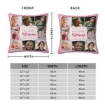 Personalized Multicolour 8 Kid Photos Collage Throw Pillow Cover with Text Home Decor Housewarming Birthday Gift for Family