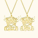 Personalisierte Highland Cow Halskette schottische Kuh Schmuck mit Namen Geburtstag Weihnachten Geschenk für Frauen Mädchen