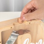 Gepersonaliseerde Houten Brief Spaarvarken Grote Geld Spaarvarken met Transparant Venster en Naam Kamer Decoratie Kerst Verjaardag Educatief Cadeau voor Kind