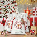 Personlig renpost julklappspåse dubbelsidig dragsko tomtesäck med mini-etikett Party Holiday Supplies Present till familj barn
