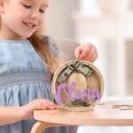 Gepersonaliseerde Houten Brief Spaarvarken Grote Geld Spaarvarken met Transparant Venster en Naam Kamer Decoratie Kerst Verjaardag Educatief Cadeau voor Kind