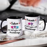 Tazza in ceramica personalizzata Friends Are Tied Together With Heartstrings con 2-6 nomi Migliore amicizia Regalo di compleanno di Natale per sorelle