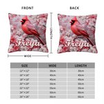 Personalised Cardinal Floral Pattern Throw Pillow Cover 3D Print Effect with Name Christmas Birthday Gift for Bird Lover Family