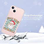 Gepersonaliseerde Retro Jolly Vibes Kerstman telefoon geval voor iPhone met naam Kerst verjaardagscadeau voor familie vriend
