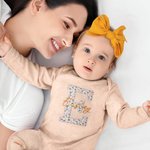 Personalized Embroidery Vintage Flower Newborn Baby 100% Cotton Romper Set with Turban and Bow  Baptism Home Outfit Gift for Infant