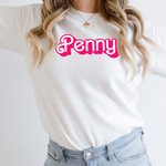 Personalized Doll Inspired T-shirt Sweatshirt with Name Party Girl Shirt Multicolor Available Birthday Christmas Gift for Bestie Fashion Doll Fan