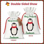 Personalisierte Weihnachten Drawstring Geschenk Tasche Doppelseitige Cartoon Santa Sack mit Etikett Party Gunst Urlaub wickeln Weihnachtsgeschenk für 