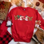 T-shirt et Sweatshirt de Famille Personnalisés avec Noms Vêtements Assortis Cadeau de Noël pour Maman Papa Enfants