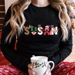 T-shirt et Sweatshirt de Famille Personnalisés avec Noms Vêtements Assortis Cadeau de Noël pour Maman Papa Enfants