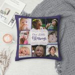 Personalized Multicolour 8 Kid Photos Collage Throw Pillow Cover with Text Home Decor Housewarming Birthday Gift for Family