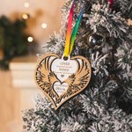 Personalized Angel Wings Memorial Wooden Ornament Tree Hanging Christmas Decor Sympathy Gift for Family Friends
