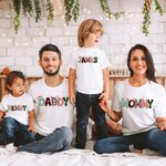 Sudadera de Navidad Retro Personalizada Camiseta Onesie de bebé con cornamenta y sombrero de Papá Noel Diseño Regalo de Navidad para la familia Niño