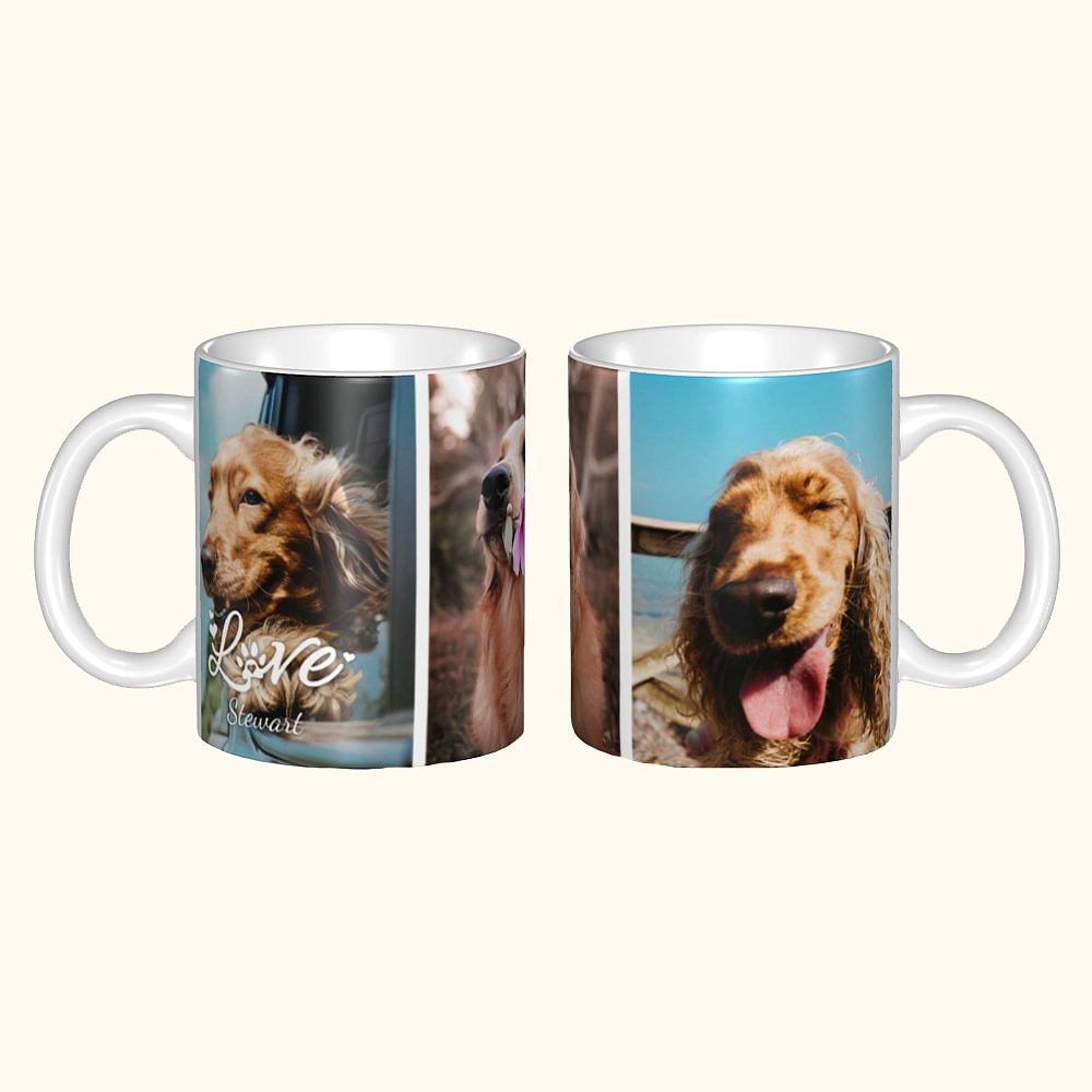 Tasse à Café Personnalisée avec Nom et Photo de Portrait d'Animaux Cadeau Commémoratif Anniversaire Noël pour Famille Amis