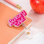 Personalized Doll-like Style Glitter Acrylic Badge Reel Retractable ID Tag with Name Christmas Birthday Appreciation Gift for Nurse Doctor Teacher