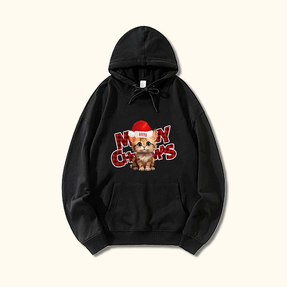 Sweat à capuche de Noël personnalisé avec bonnet de Noël Unisex Cadeau d'anniversaire pour chien et chat