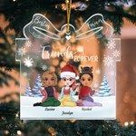 Ornement en Acrylique Personnalisé avec 2-6 Personnages et Noms Friends Forever Décoration Noël Anniversaire Cadeaux pour Amis Famille