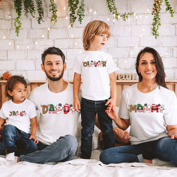 Lovely Christmas Family Matching Garment Embroidered