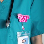 Personalized Doll-like Style Glitter Acrylic Badge Reel Retractable ID Tag with Name Christmas Birthday Appreciation Gift for Nurse Doctor Teacher