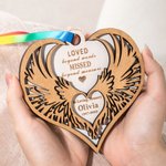 Personalized Angel Wings Memorial Wooden Ornament Tree Hanging Christmas Decor Sympathy Gift for Family Friends