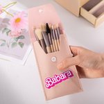 Personalized Retro Dolly Name Makeup Bag with 8 Pcs Makeup Brushes Birthday Christmas Wedding Gift for Her