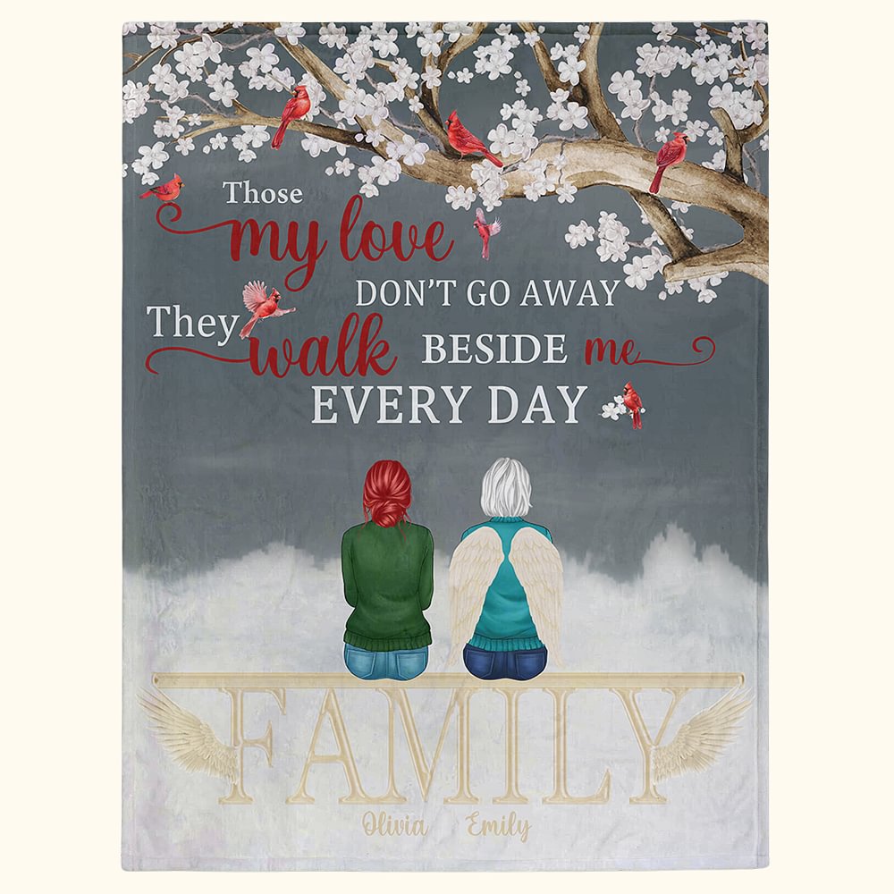 Couverture douce personnalisée They Walk Beside Me Every Day (Ils marchent à mes côtés tous les jours) Cadeau commémoratif de Noël pour la famille