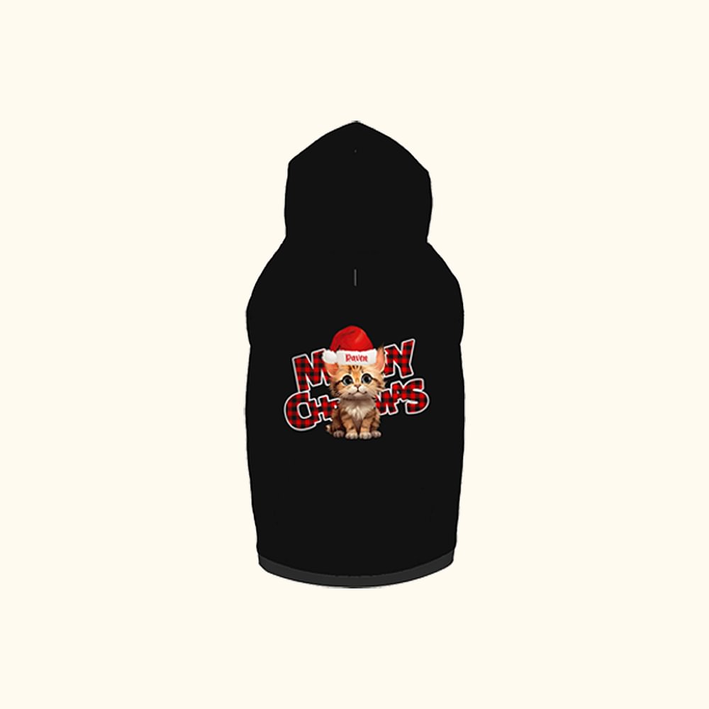 Personnalisé Meowy Christmas Pet Hoodie Cartoon Dog Cat with Christmas Hat Winter Clothing Holiday Party Pet Costume Christmas Gift for Pet Owner
