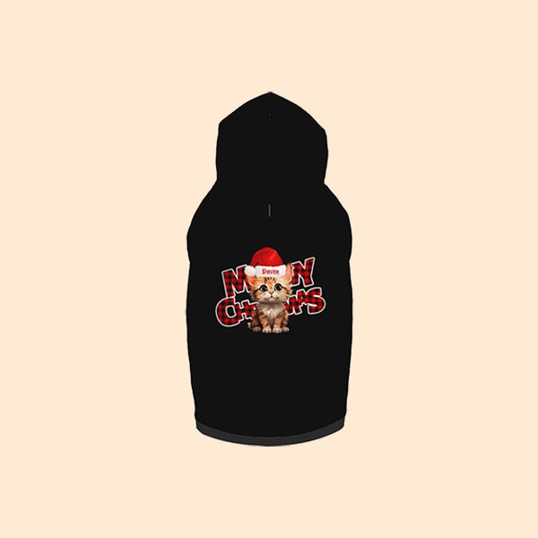 Meowy personalizado de Navidad con capucha del gato del perro de dibujos animados con gorro de Navidad Ropa de invierno Fiesta de disfraces de mascota