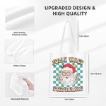 Personalized Cute Cartoon Christmas Retro Plaid Design Tote Bag Christmas Gift for Family or Friend