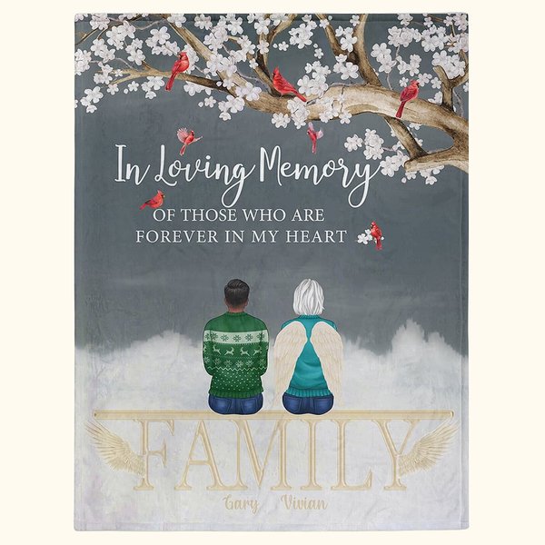 Personalised In Loving Memory Of Those Who Are Forever In My Heart Soft Blanket Christmas Memorial Gift for Family