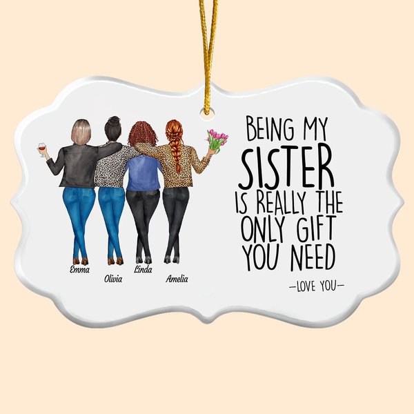 Sister Gift Ceramic Ornament with Name