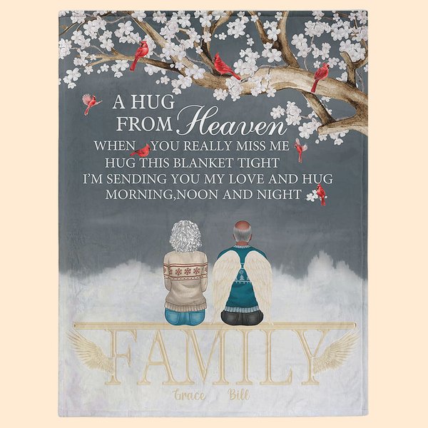 Personalised A Hug From Heaven Soft Blanket Christmas Memorial Gift for Family