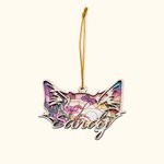 Personalized Dog Cat Ears Suncatcher Line Drawing Wooden Ornament Christmas Housewarming Memorial Gift for Pet Lover