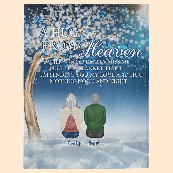 Coperta morbida personalizzata A Hug From Heaven When You Really Miss Me Regalo commemorativo di Natale per la famiglia