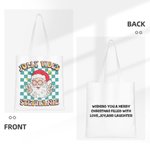 Personalized Cute Cartoon Christmas Retro Plaid Design Tote Bag Christmas Gift for Family or Friend